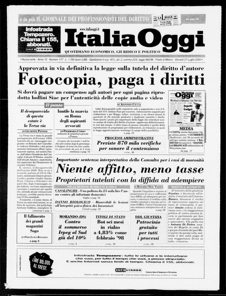 Italia oggi : quotidiano di economia finanza e politica